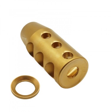 AR-15/.223/5.56 Compact Muzzle Brake | 1/2"x28 Pitch | Gold TiN Coating | 9-Port Design