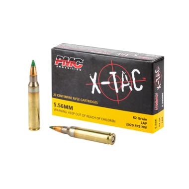 PMC X-TAC 5.56 NATO M855 Ammunition 20 Rounds SS109 Green Tip FMJ 62 Grains