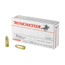 Winchester USA HANDGUN 9mm Luger 115 grain Full Metal Jacket Centerfire Pistol Ammunition - 200 Rounds