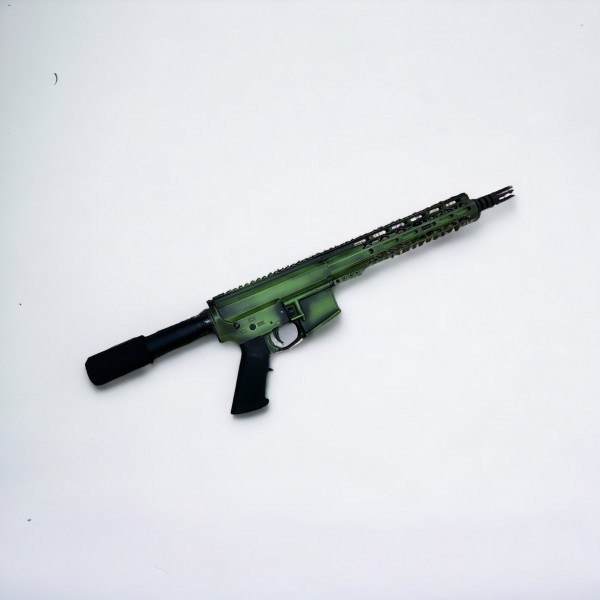 AR-15 5.56/.223 Moriarti 12.5" Zombie Slayer Semi Auto Pistol | Battleworn Green | Side Charger