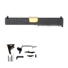 G17 Golden Rush 9mm Full Pistol Build Kit – Glock 17 Gen 1-3 Compatible – Includes Gold Barrel, Stripped Slide, and Essential Parts (No Frame)