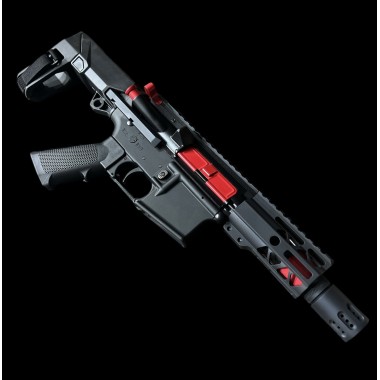 AR-15 MORIARTI 5.56 NATO 5" Micro Mini Pistol with Red Accents & HBPDW Brace