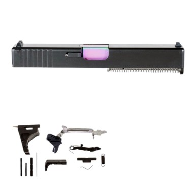 Glock 17 Gen 1-3 Compatible 9mm Full Pistol Build Kit - Includes PVD Barrel, Black Frame, and Essential Parts (No Frame Included)