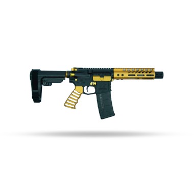 AR-15 5.56 NATO 7.5" Semi-Auto Pistol with Gold Plated Furniture | SBA3 Brace, M-LOK Rail, Nickel Boron M16 BCG, Custom Gold Accents