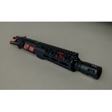 AR-15 300 Blackout 7.5" Patriotic Upper Assembly / Red Accents / Charging Handle / Shroud