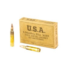 Winchester Ammunition, 5.56x45mm NATO, M193 FMJ, 55 Grain, 20 Rounds