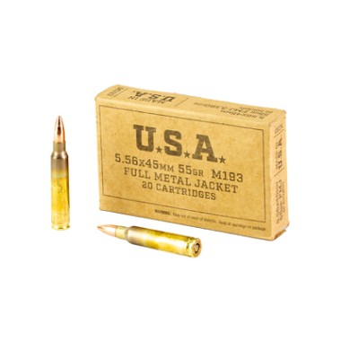 Winchester Ammunition, 5.56x45mm NATO, M193 FMJ, 55 Grain, 20 Rounds