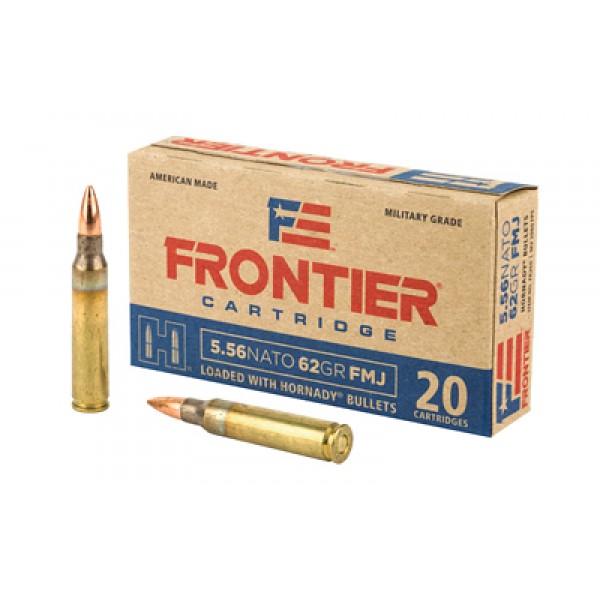 FRONTIER 556NATO AMMO / 62GR / FMJ / 20 / LOADED WITH HORNADY BULLETS