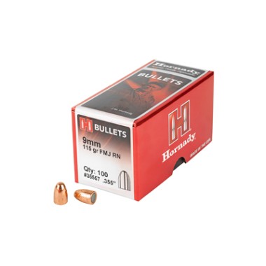 Hornady 9MM FMJ-RN 115 Grain Ammo - 100 Count | Moriarti Armaments