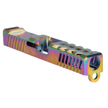 Glock G19 Compatible Stripped Slide w/ RMR Cut, Rainbow PVD Coating | ELD Performance