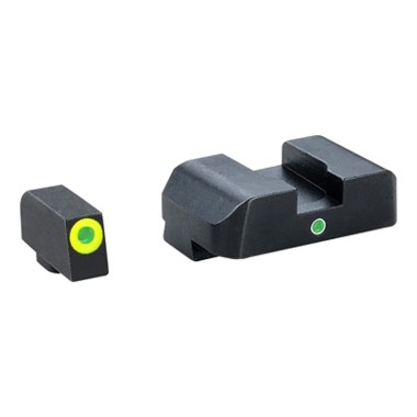 Ameriglo I-Dot Tritium Yellow Front & Rear Sight Set for Glock 17, 19, 22, 23, 34, 35 | Enhanced Night Visibility