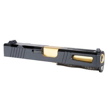 Glock 19 Gen 1-3 Compatible Black Graphite Complete Slide Kit with RMR Cut | Custom Barrel Finish