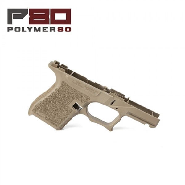 Polymer 80 9MM Single Stack 80% Pistol Frame w/ Rails and Pins - Glock Comp 43 - FDE
