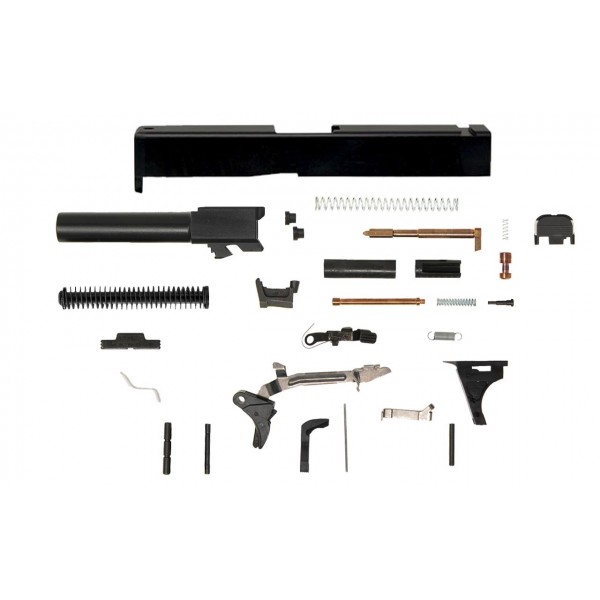 Glock 19 Compatible Pistol Build Kit / Rear Serrated Slide / Black / No Lower