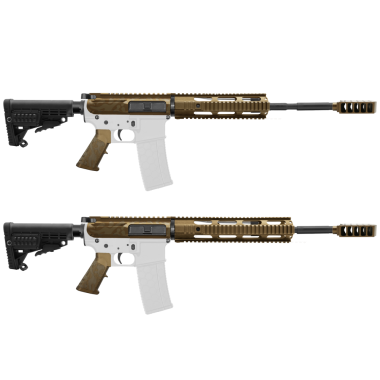 AR-15 5.56 NATO 16" Rifle Kit with 10" Quadrail, Tanker Muzzle Brake, and Camo Burnt Bronze Finish