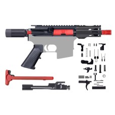 AR-15 5.56/.223 5" MICRO PISTOL KIT /4" MLOK / COLOR ACCENT - RED OR PINK