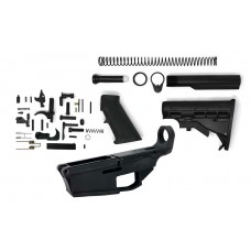 AR-10 DPMS .308 Complete 80% Lower Kit | Lower Parts Kit | Mil-Spec Butt Stock Assembly | Black Anodized 80% Lower Receiver