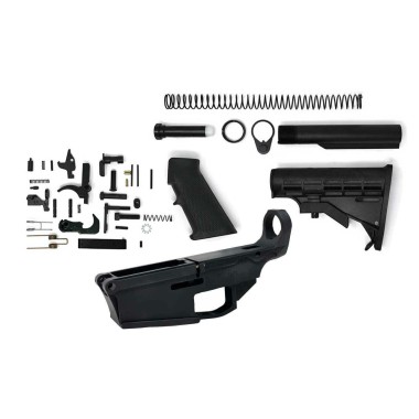 AR-10 DPMS .308 Complete 80 Lower Kit | Lower Parts Kit | Mil-Spec Butt Stock Assembly | Black Anodized 80 Lower Receiver