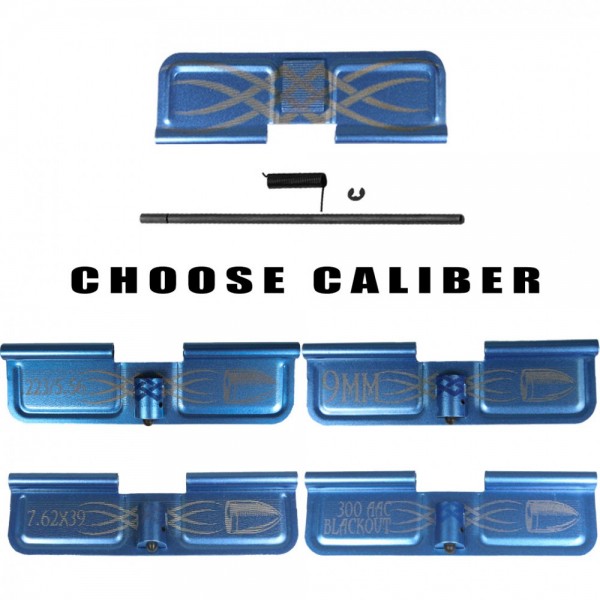 AR-15 Tribal Dust Cover / Blue / Choose Caliber Engraving