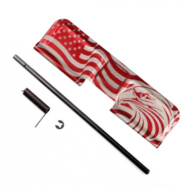 AR-15 Patriotic Dust Cover - .223/5.56 Engraving in Red | Complete Assembly