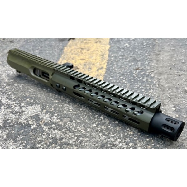 AR 10MM 10″ Pistol Caliber Side Charging Complete Upper / BCG / LRBHO / OD Green