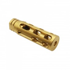 AR-15 Compact Muzzle Brake / 16 Holes / 1/2"x28 Pitch / Gold Finish