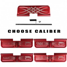 AR-15 Tribal Dust Cover - Red, Custom Caliber Engraving Options