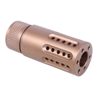 AR-15 MICRO SLIP OVER BARREL SHROUD WITH MULTI PORT MUZZLE BRAKE / ANODIZED BRONZE / 1/2x28