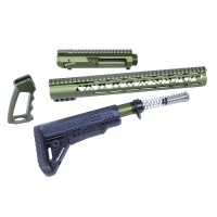 AR-10 .308 AIRLITE SERIES COMPLETE FURNITURE SET W/MATCHING UPPER RECEIVER / ANODIZED GREEN