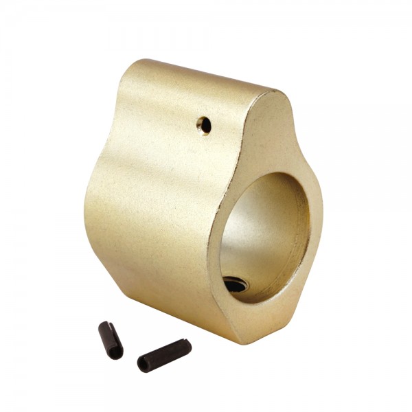 .750 Low Profile Aluminum Gas Block with Roll Pins & Wrench - Gold