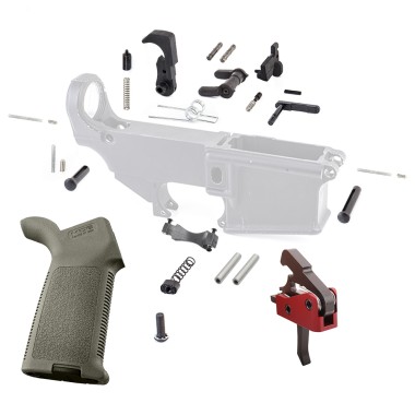 AR-15 Lower Parts Kit / OD GREEN Magpul Grip / Drop-In Trigger