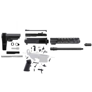 AR-9 9MM 8.3" Pistol Build Kit – 7" M-Lok, SBA3 Brace, Diverter, Slick Side, Non-LRBHO