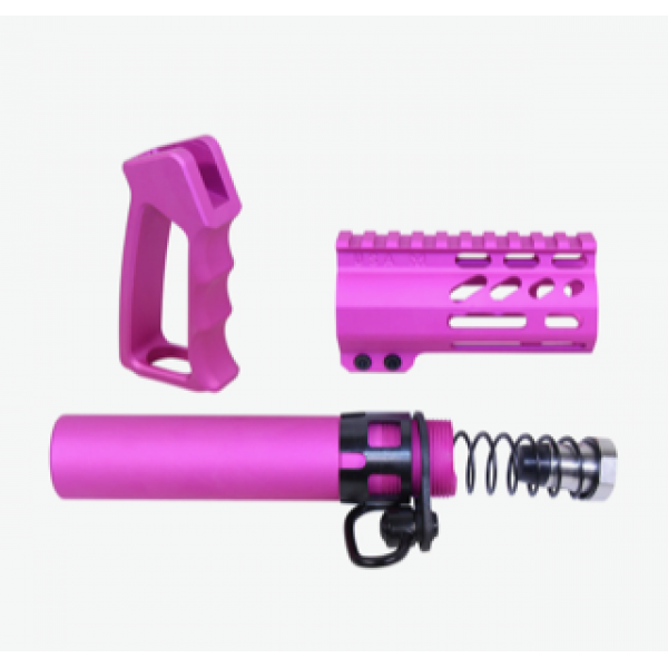 AR-15 MICRO PISTOL FURNITURE SET - ANODIZED PINK
