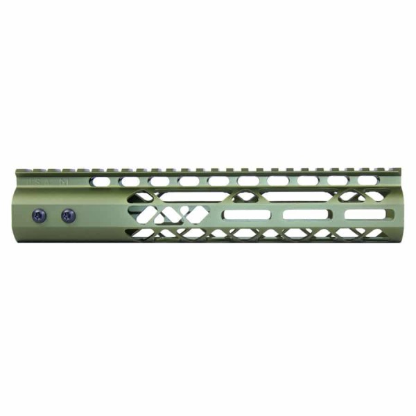 AR-15 10″ AIR LITE M-LOK FREE FLOATING HANDGUARD WITH MONOLITHIC TOP RAIL / ANODIZED GREEN
