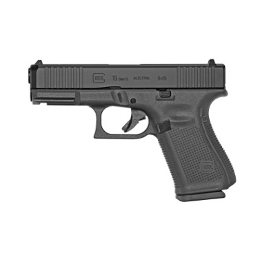 Glock G19 Gen5 9MM Compact Pistol, 4.02" Barrel, 15-Round Capacity, Front Serrations, 3 Magazines