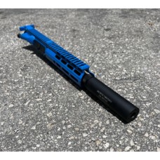 AR-15 5.56/.223 7.5" Pistol Upper Assembly / Blue / Fake Suppressor