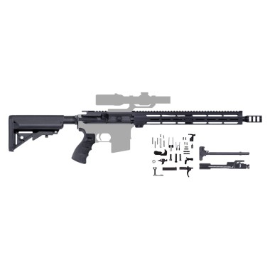 AR-15 5.56/.223 16" M4 Rifle Build Kit – SOPMOD Stock, Ergo Grip, Muzzle Brake, 15” M-LOK Handguard