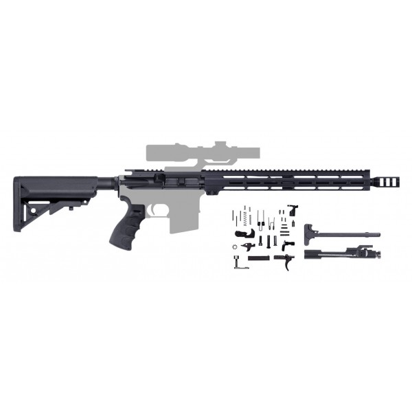 AR-15 5.56/.223 16" M4 RIFLE BUILD KIT / SOPMOD BUTTSTOCK / ERGO GRIP / MUZZLE BRAKE / 15″ MLOK