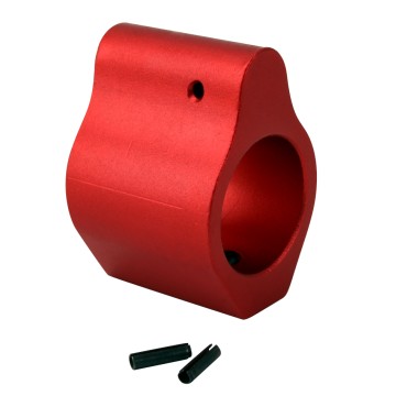 .750 Low Profile Aluminum Gas Block with Roll Pins & Wrench - Red