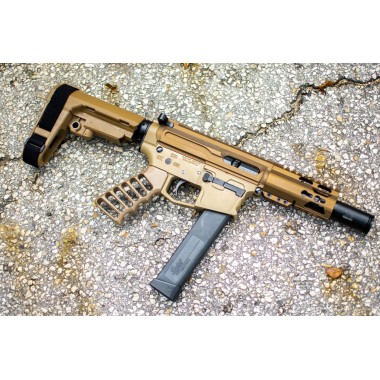 MA-10MM Moriarti Arms 4"  Brindle  Semi-Auto Pistol | MLOK, SBA3 Brace, LRBHO, Blowback System | Cerakote Finish