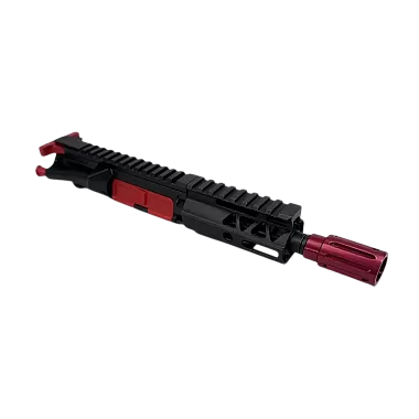 AR-15 5.56 NATO 5" Pistol Upper Assembly / Red Accent / Charging Handle Included | Black Nitride Barrel