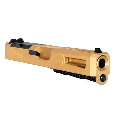 The Chameleon Glock 19 Gen 1-3 Compatible Complete Slide Kit with RMR Cut – Gold Coating, Choose Barrel Color