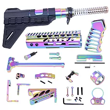AR-15 Builder Kit w/ 7" M-LOK Handguard, Micro Breach Brace & Complete Lower Parts Kit – Available in Rainbow PVD, TiN, Chrome – Moriarti Arms