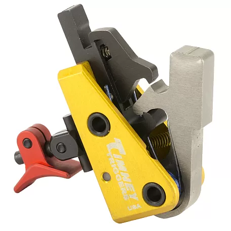 Timney AR Calvin Elite 1.5lb Trigger | Adjustable Shoe, Red Finish, Drop-In Design