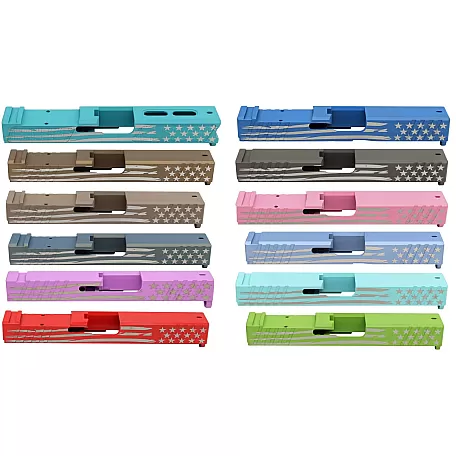 Glock G19/G21/G26/G43/G17 Battleworn American Flag Stripped Slide - RMR Cut - Color and Platform Choice – Gen 1-3