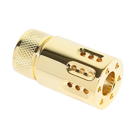 AR-5.56 / 9MM 24K Gold Micro Barrel Shroud & Muzzle Comp | T6 Aluminum | 1/2x28 – Moriarti Arms