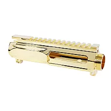 AR-15 Slick Side Stripped Billet Upper Receiver | 24k Gold Plated Finish