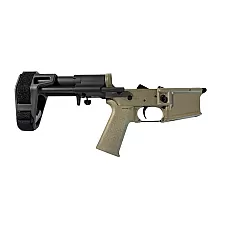 Moriarti MA-15 Complete Pistol Lower Receiver with SB Tactical HBPDW Brace, FDE