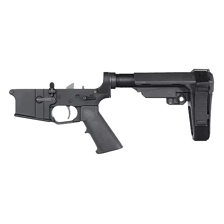 Moriarti AR-15 Unassembled Pistol Lower Build Kit – Rare Breed FRT-15L3 | SB Tactical SBA3 Brace
