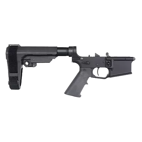 Moriarti AR-15 Unassembled Pistol Lower Build Kit – Rare Breed FRT-15L3 | SB Tactical SBA3 Brace